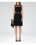 Reiss Madeline Black Mesh-Panel Dress 29912220 | jacquesvertdressuk.com