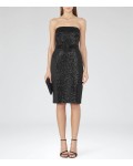Reiss Olympia Black Strapless Embellished Dress 29617620 | jacquesvertdressuk.com