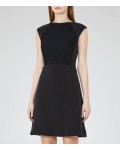 Reiss Talithia Midnight Lace-Panel Dress