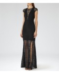 Reiss Tami Black Floor-Length Gown