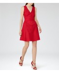 Reiss Topaz Ruby Textured Fit And Flare Dress