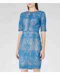 Reiss Zola Bright Blue Lace Dress