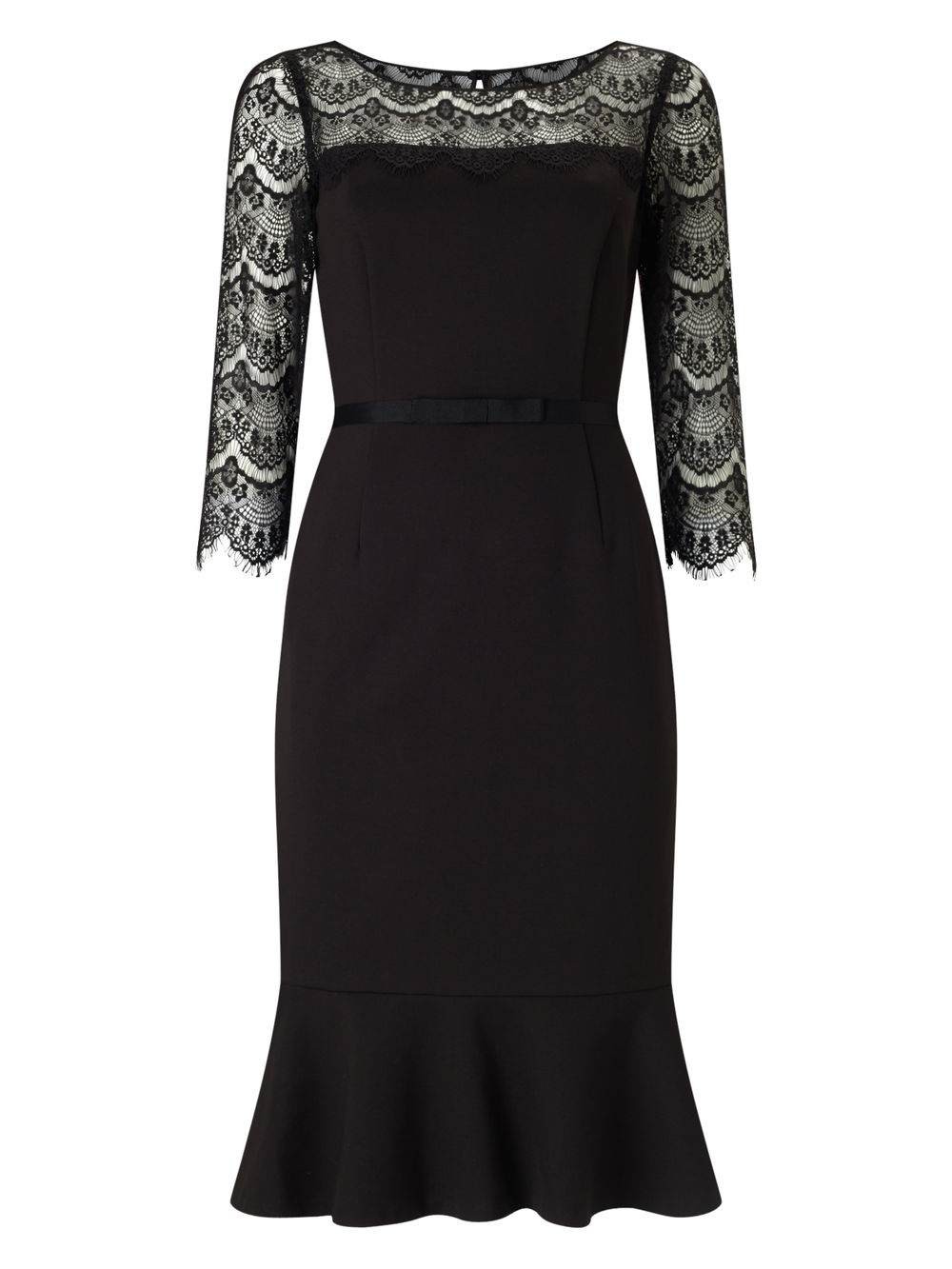 Jacques Vert Black Lace Detail Dress Black Dresses 10044319