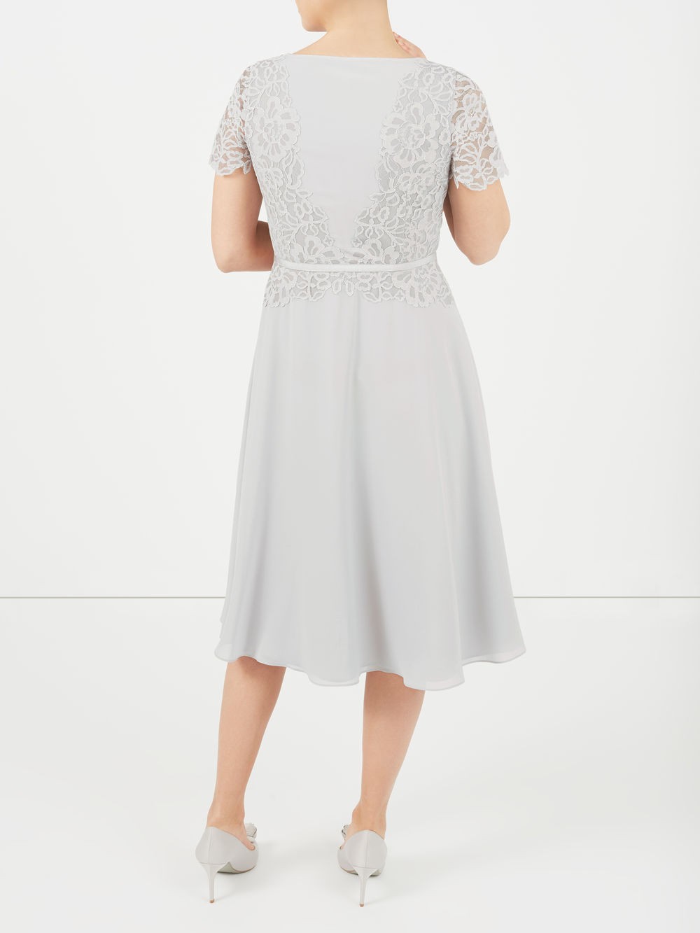 Jacques Vert Delicate Lace Soft Dress Mid Grey Dresses 10045417
