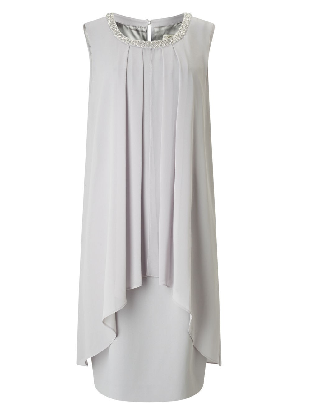 Jacques Vert Emblished Neck Layers Dress Light Grey Dresses 10044370