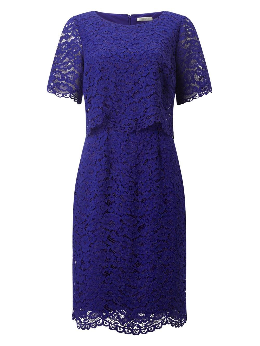 Jacques Vert Floating Bodice Lace Dress Mid Blue Dresses 10045161