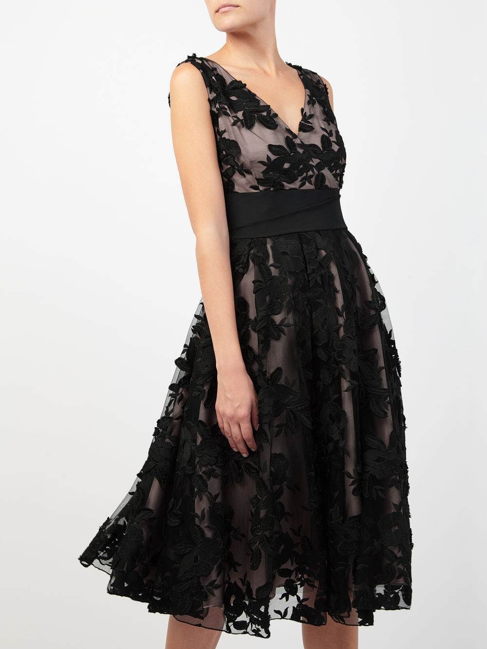 Jacques Vert Floral Applique Prom Dress Multi Black Dresses 10043949