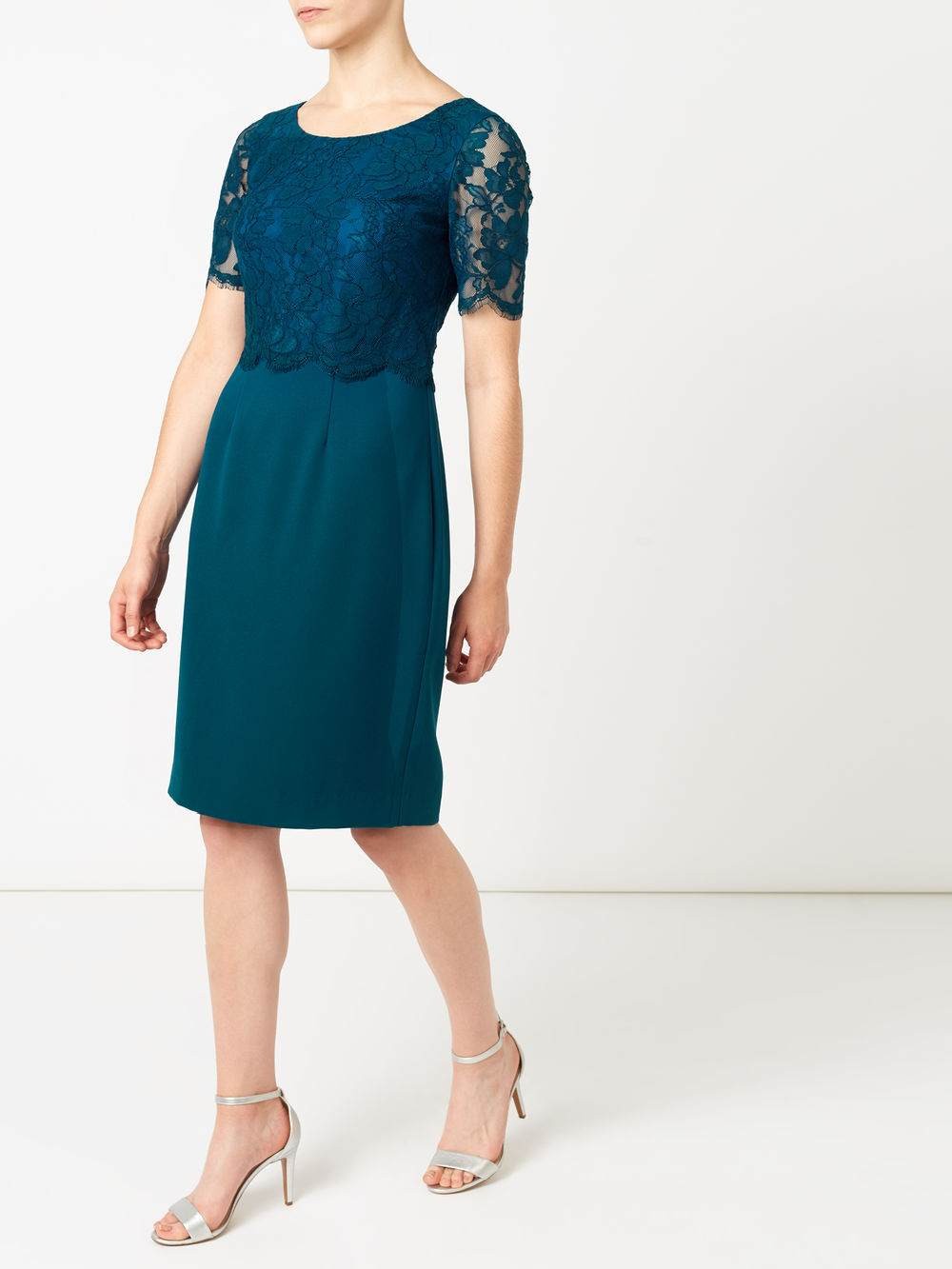 Jacques Vert Petite Lace Layered Dress Dark Blue Dresses 10043739
