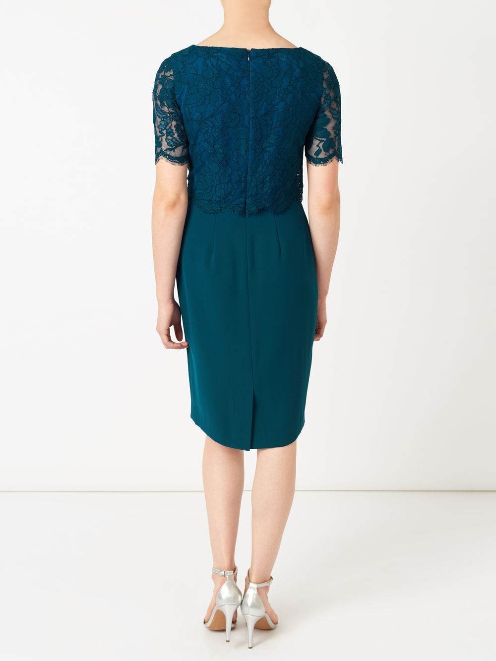 Jacques Vert Petite Lace Layered Dress Dark Blue Dresses 10043739