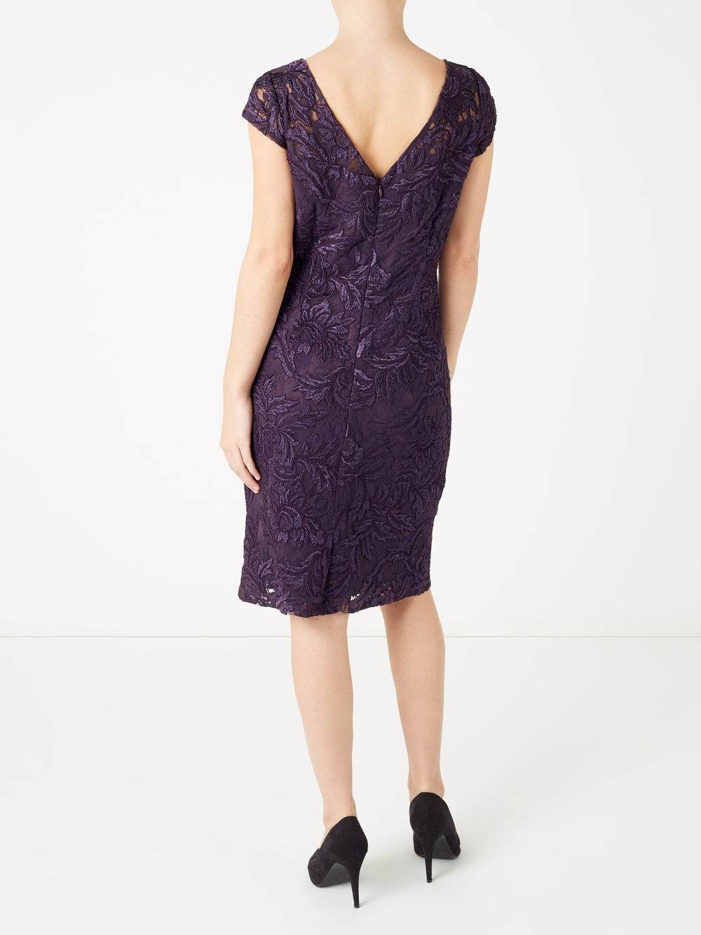 Jacques Vert Petite Lace Shift Dress Dark Purple Dresses 10044476
