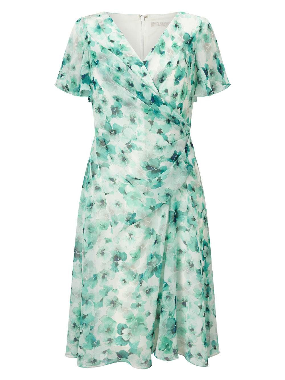 Jacques Vert Petite Printed Soft Dress Multi Green Dresses 10045023