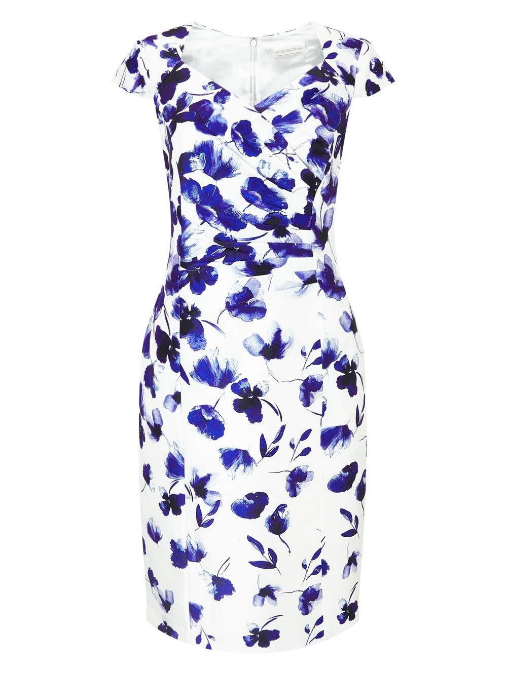 Jacques Vert Shantung Border Print Dress Mid Blue Dresses 10045062