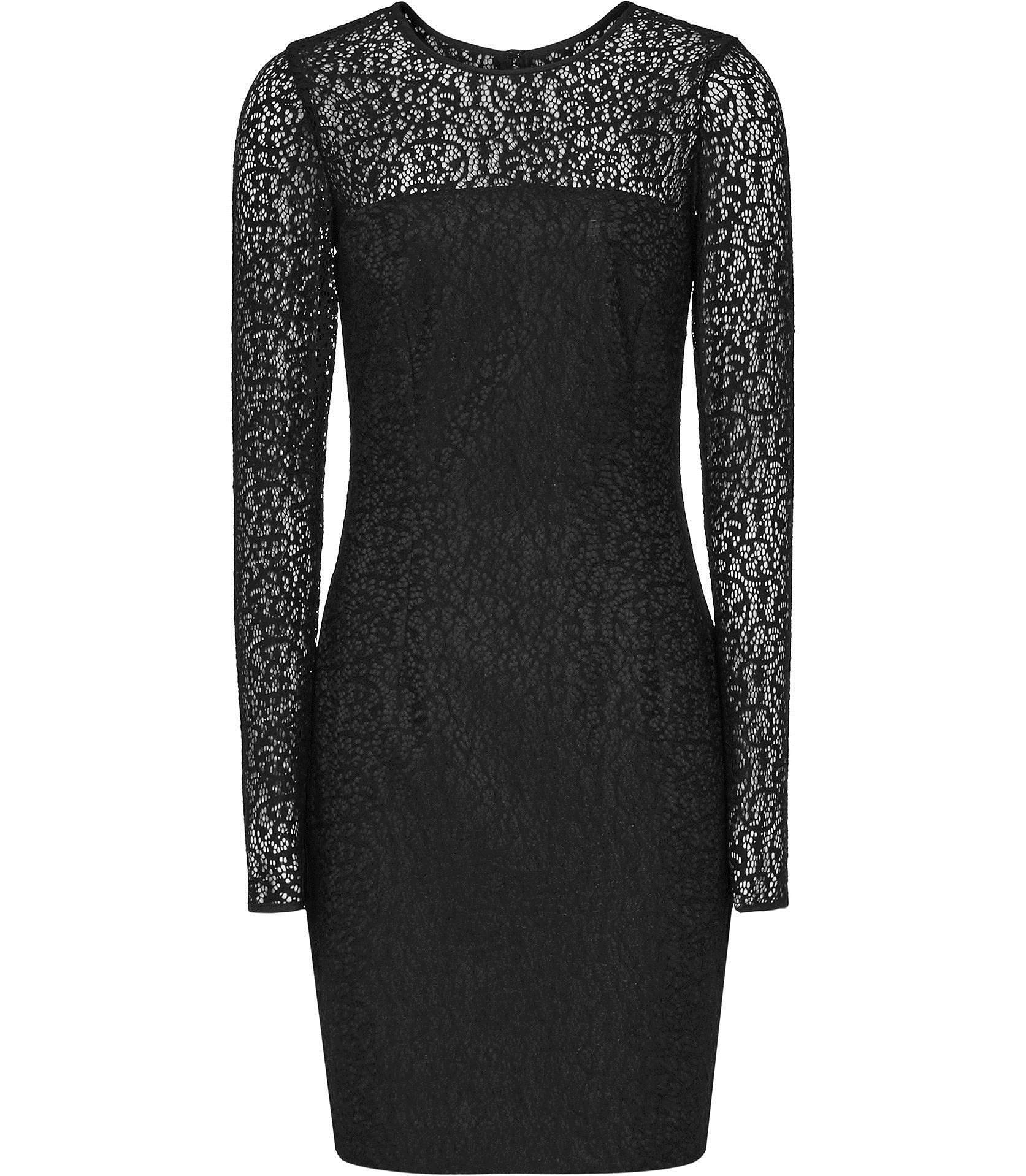 Reiss Celina Black Bonded-Lace Bodycon Dress 29606220
