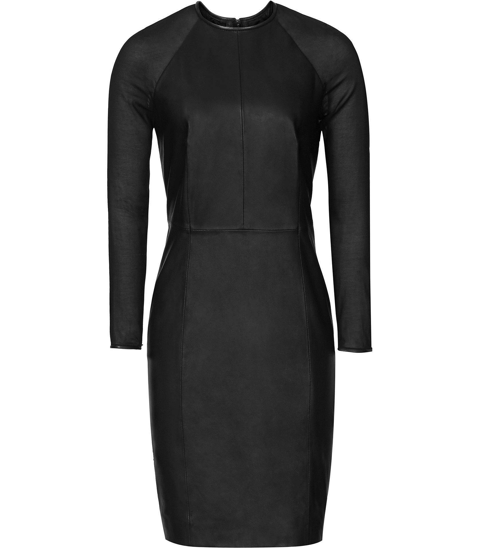 Reiss Elodie Black Leather And Chiffon Dress 29621820