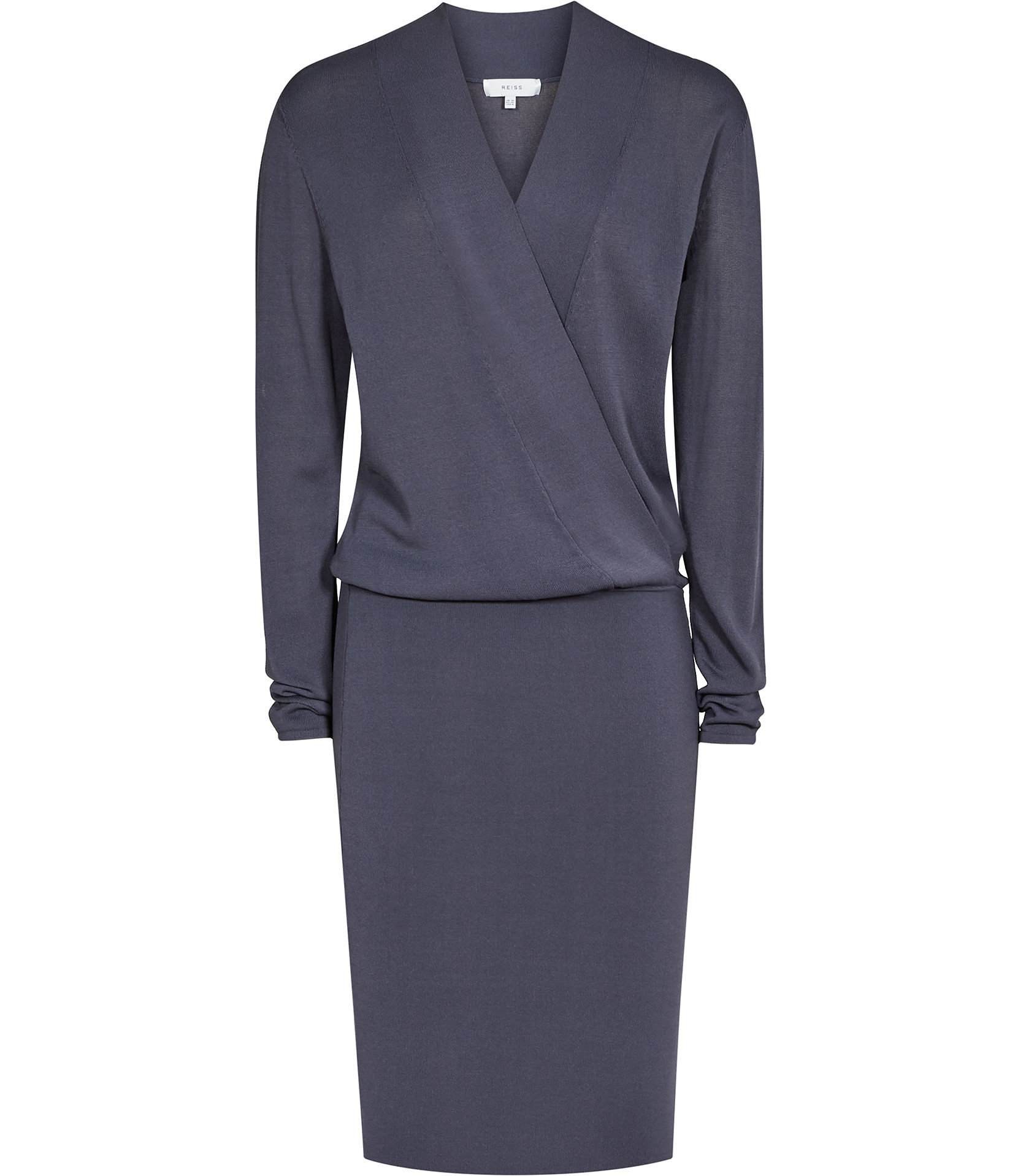 Reiss Lisbeth Shadow Knitted Wrap-Top Dress 29901831