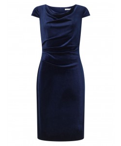 Jacques Vert Cap Sleeve Velvet Dress Navy Dresses