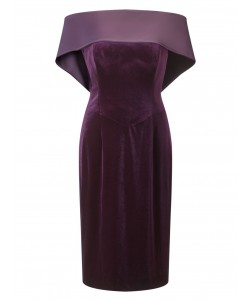 Jacques Vert Lorcan Satin Banded Dress Dark Purple Dresses