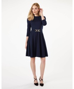 Phase Eight Belted Ponte Swing Dress Navy Dresses