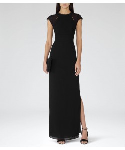 Reiss Alondra Black Embellished Maxi Dress