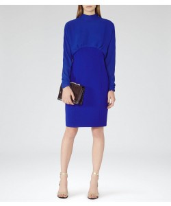 Reiss Arwen Vibrant Blue High-Neck Evening Dress