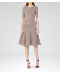 Reiss Karolina Mink Knitted Fit And Flare Dress