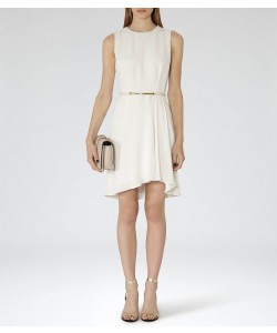 Reiss Rodia Off White Fit And Flare Dress
