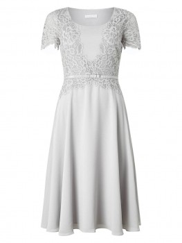 Jacques Vert Delicate Lace Soft Dress Mid Grey Dresses