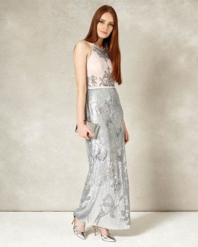Phase Eight Edaline Full Length Dress Cameo/Silver Dresses