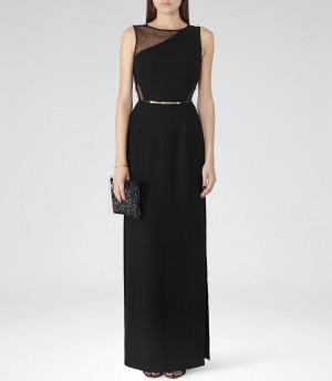 Reiss Clara Black Full-Length Gown