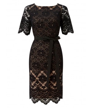 Jacques Vert Lace Contrast Shift Dress Multi Black Dresses