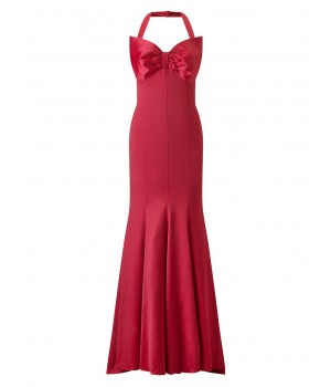 Jacques Vert Lorcan Bow Satin Maxi Dress Dark Red Dresses