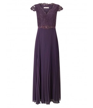Jacques Vert Pleated Embellished Maxi Dress Dark Purple Dresses