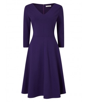 Jacques Vert Ponte Fit And Flare Dress Dark Purple Dresses