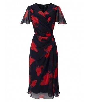 Jacques Vert Poppy Print Soft Dress Multi Navy Dresses