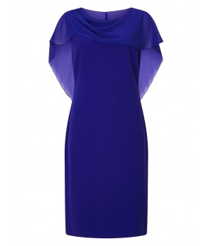 Jacques Vert Wrap Drape Cape Dress Mid Blue Dresses