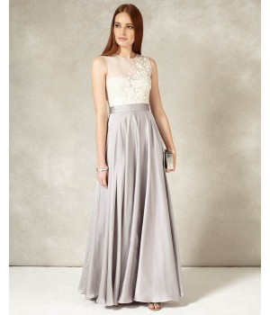 Phase Eight Clarabella Full Length Dress Silver/Cream Dresses
