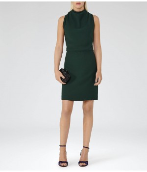 Reiss Sicily Bright Emerald Lace-Back Dress