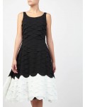 Jacques Vert All Over Scallop Dress Multi Black Dresses