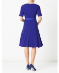 Jacques Vert Crepe Fit And Flare Dress Mid Blue Dresses