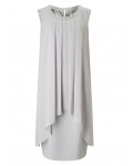 Jacques Vert Emblished Neck Layers Dress Light Grey Dresses 10044370 | jacquesvertdressuk.com