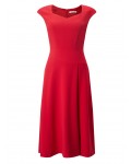 Jacques Vert Flared Crepe Dress Bright Red Dresses 10044596 | jacquesvertdressuk.com