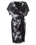 Jacques Vert Floral Wrap Soft Dress Multi Black Dresses 10044438 | jacquesvertdressuk.com