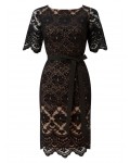 Jacques Vert Lace Contrast Shift Dress Multi Black Dresses 10043200 | jacquesvertdressuk.com