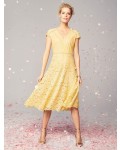 Jacques Vert Lace Godet Dress Multi Yellow Dresses, Jacques Vert Item No.10045527