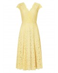Jacques Vert Lace Godet Dress Multi Yellow Dresses 10045527 | jacquesvertdressuk.com
