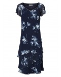 Jacques Vert Layers Soft Print Dress Multi Navy Dresses 10044778 | jacquesvertdressuk.com