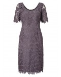 Jacques Vert Leaf Lace Dress Light Grey Dresses 10044331 | jacquesvertdressuk.com