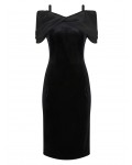 Jacques Vert Off The Shoulder Velvet Dress Black Dresses 10044316 | jacquesvertdressuk.com