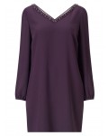 Jacques Vert Petite Embellished Neck Tunic Dark Purple Dresses 10044383 | jacquesvertdressuk.com