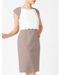 Jacques Vert Petite Scallop Dress Multi Brown Dresses
